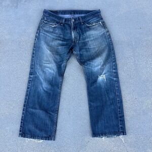 Levi's 514 Men 34x30 Slim Straight Jeans Blue Distressed Wash